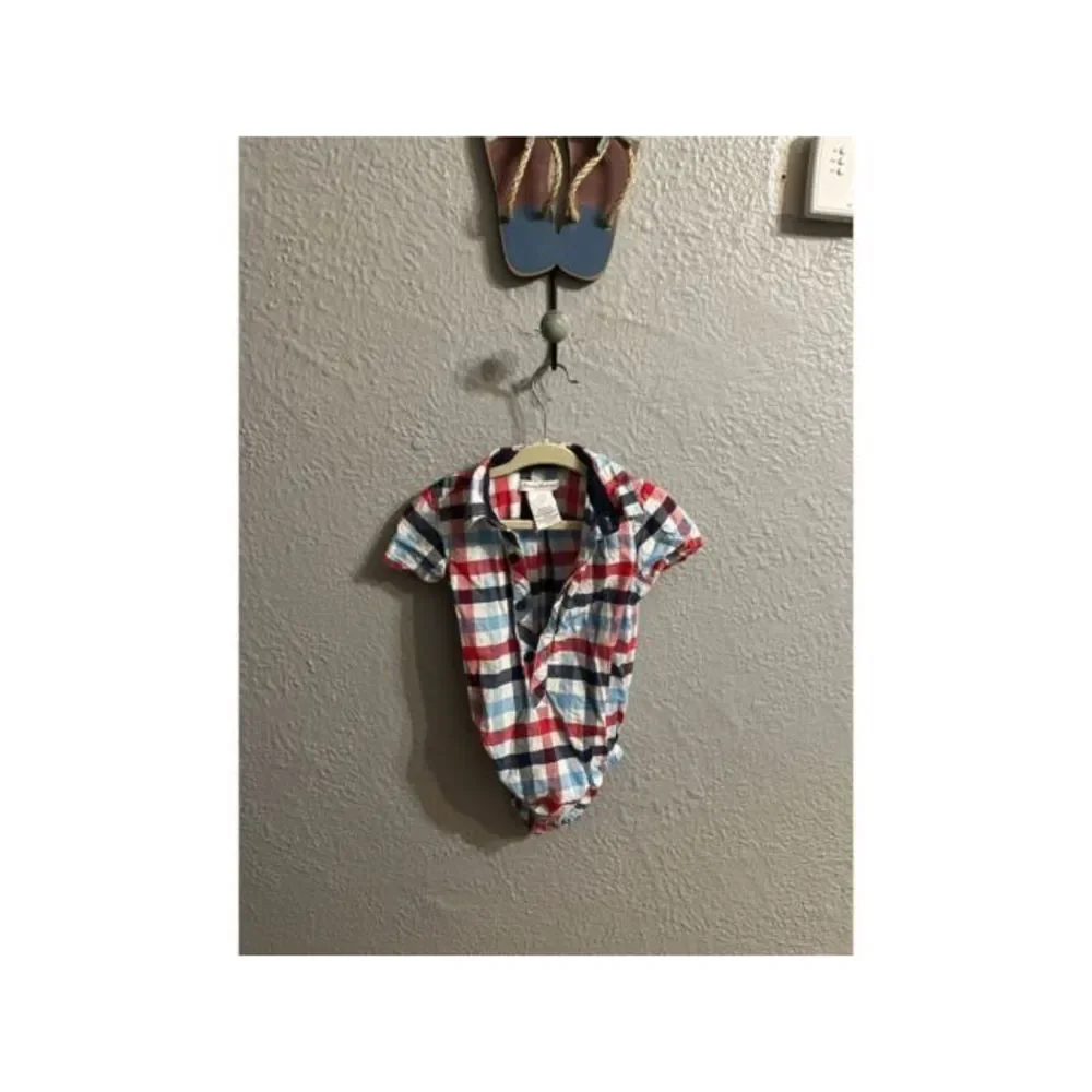 Boys Tommy Bahamas red white and blue plaid one‎ piece size 18 months
